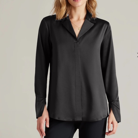 Rhone Satin Party Blouse Black Sz XS NEW - Picture 1 of 7